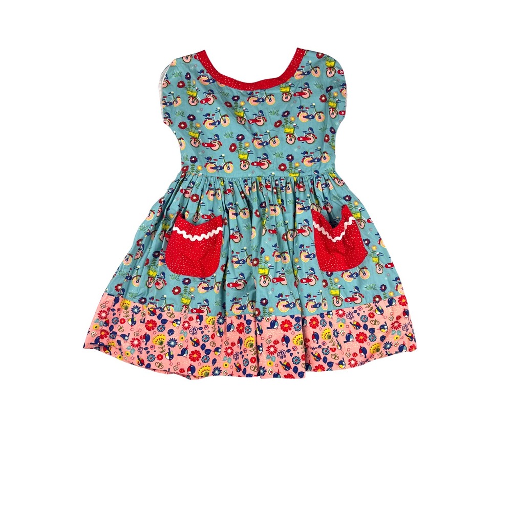 Little Miss‎ Marmalade Girls Dress Size 8 Bike Floral Pocket
